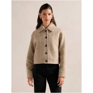 Forever New Women's Millie Textured Jacket in Latte Marle