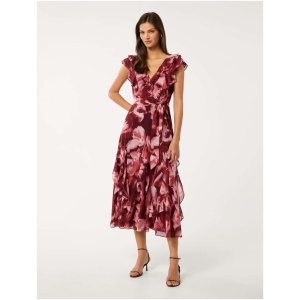 Forever New Women's Naya Ruffle Midi Dress in Berry Odella Floral