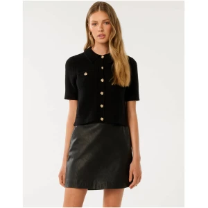 Forever New Women's Neve Cropped Knit Top in Black