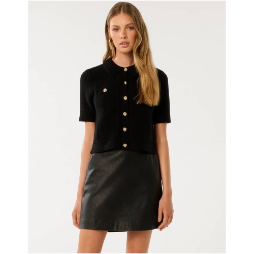 Forever New Women's Neve Cropped Knit Top in Black