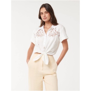 Forever New Women's Olivia Embroidered Shirt in Porcelain