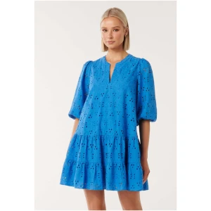 Forever New Women's Palermo Broderie Smock Mini Dress in Soft Cobalt