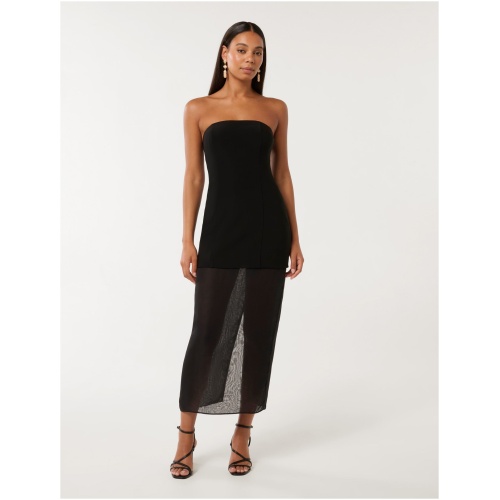 Forever New Women's Pamela Sheer Strapless Midi Dress in Black