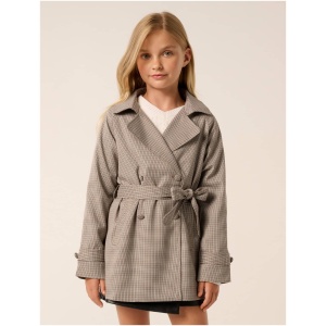 Forever New Women's Paris Teen Trench Coat in Mocha Mini Check