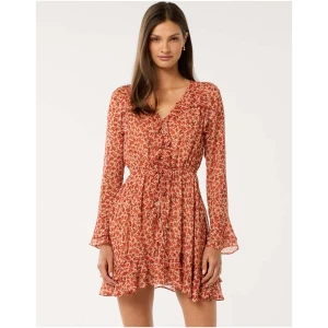 Forever New Women's Piper Ruffle Long Sleeve Mini Dress in Wilmont Ditsy