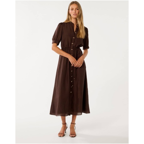 Forever New Women's Samara Short-Sleeve Midi Dress in Chocolate