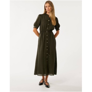 Forever New Women's Samara Short-Sleeve Midi Dress in Dark Green