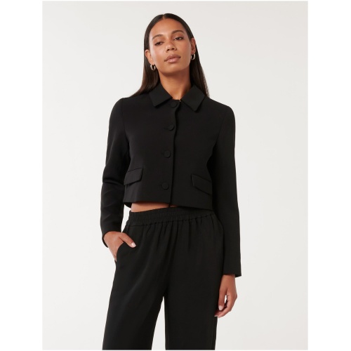 Forever New Women's Tanya Cropped Top Collar Jacket in Black