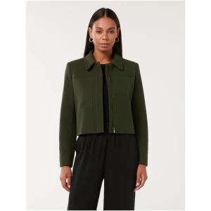 Forever New Women's Tatum Zip Through Jacket in Dark Khaki