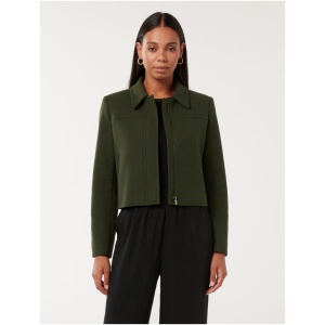 Forever New Women's Tatum Zip Through Jacket in Dark Khaki