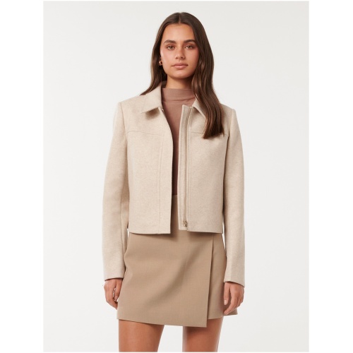 Forever New Women's Tatum Zip Through Jacket in Soft Oatmeal