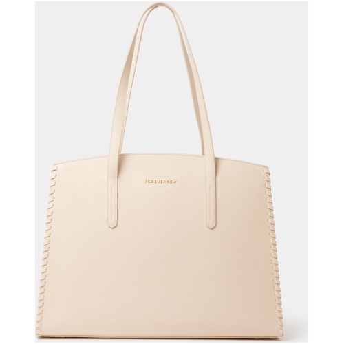 Forever New Women's Wylie Whipstitch Laptop Tote Bag in Ivory