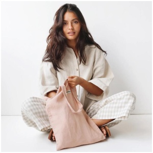 French Flax Linen Market Bag in Clay