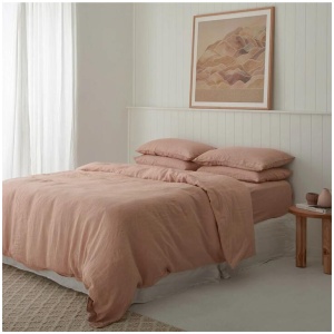 French Flax Linen Quilt Cover Set in Clay, Queen