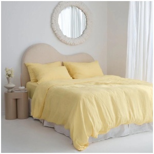 French Flax Linen Quilt Cover Set in Daisy, Queen