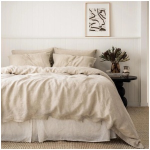 French Flax Linen Quilt Cover Set in Natural, King