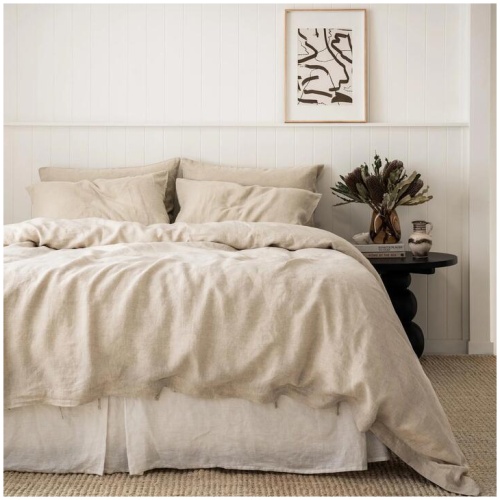 French Flax Linen Quilt Cover Set in Natural, King