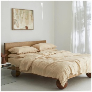 French Flax Linen Quilt Cover in Creme, King