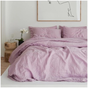 French Flax Linen Quilt Cover in Lilac, King