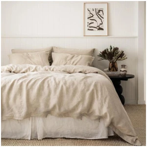 French Flax Linen Quilt Cover in Natural, Queen