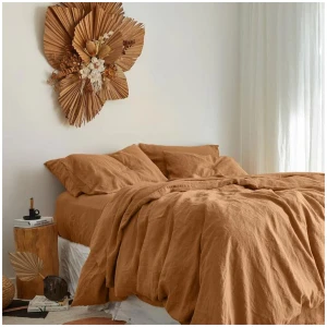 French Flax Linen Quilt Cover in Sandalwood, King