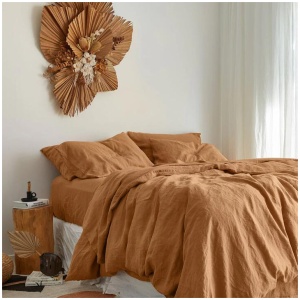 French Flax Linen Quilt Cover in Sandalwood, Queen