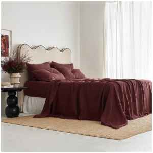 French Flax Linen Sheet Set in Cherrywood, King / 30cm