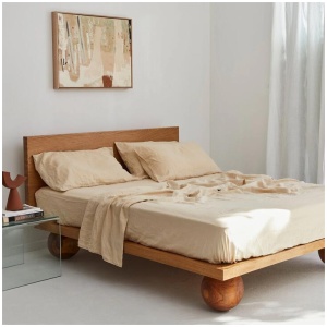 French Flax Linen Sheet Set in Creme, King / 40cm