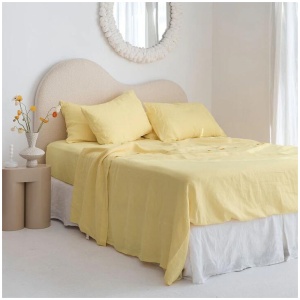 French Flax Linen Sheet Set in Daisy, King / 50cm