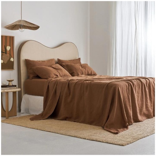 French Flax Linen Sheet Set in Hazelnut, King / 30cm