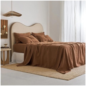 French Flax Linen Sheet Set in Hazelnut, King / 40cm