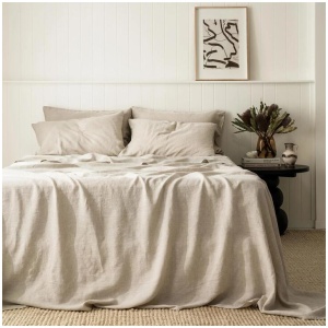 French Flax Linen Sheet Set in Natural, King / 40cm