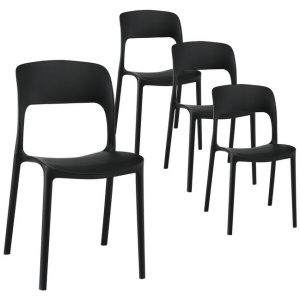 Gardeon 4PC Outdoor Dining Chairs Stackable PP Patio Chair Garden Furniture Black
