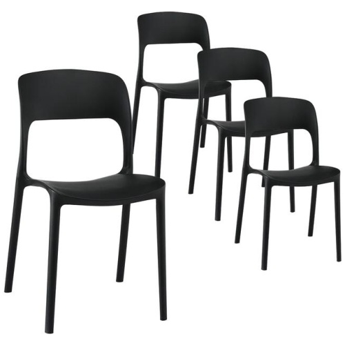 Gardeon 4PC Outdoor Dining Chairs Stackable PP Patio Chair Garden Furniture Black