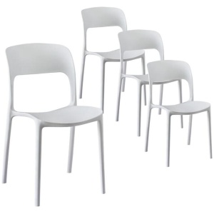 Gardeon 4PC Outdoor Dining Chairs Stackable PP Patio Chair Garden Furniture White