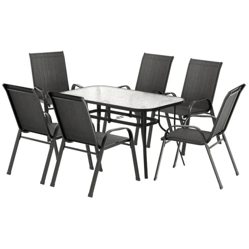 Gardeon 7PC Outdoor Dining Set Table and Chairs Patio Furniture Bistro Set Garden Black