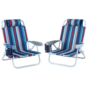Gardeon Outdoor Chairs Beach Chair Backpack Cooler Storage Lightweight Fishing Blue