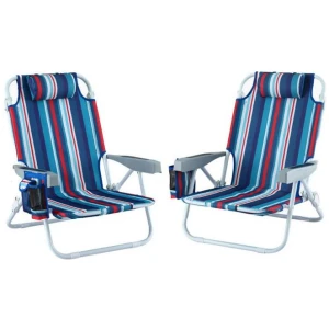 Gardeon Outdoor Chairs Beach Chair Backpack Cooler Storage Lightweight Fishing Blue
