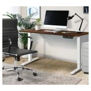 Gracia 140Cm White & Electric Standing Desk Brown