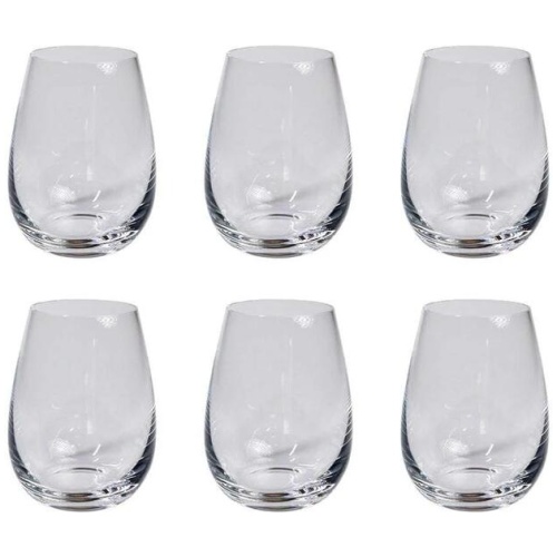Grand Cru 6 Piece Stemless Wine Glass Set Size 470ml in White by Alex Liddy