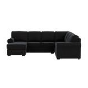 Hampton 6 Seater Modular Sofa With Left Chaise Black