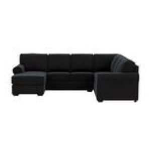 Hampton 6 Seater Modular Sofa With Left Chaise Black