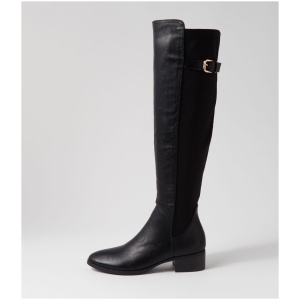 I Love Billy Tejai Il Black Fabric Smooth Stretch Black Fabric Boots Womens Shoes Casual Long Boots