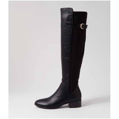 I Love Billy Tejai Il Black Fabric Smooth Stretch Black Fabric Boots Womens Shoes Casual Long Boots