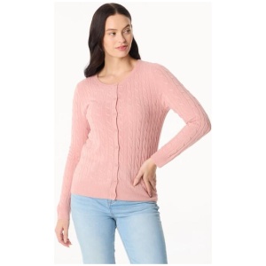Khoko Collection Women's Soft Touch Cable Knit Cardigan