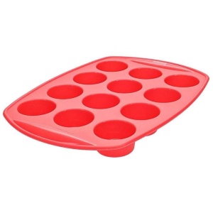 Kolori Silicone 12 Cup Muffin Tray Size 30X21cm in Red by Scullery