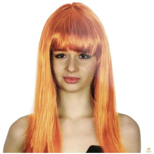 LONG WIG Straight Party Hair Costume Fringe Cosplay Fancy Dress 70cm Womens - Orange (22462)