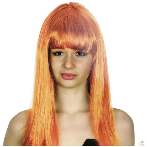 LONG WIG Straight Party Hair Costume Fringe Cosplay Fancy Dress 70cm Womens - Orange (22462)