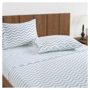 Lane Linen Queen Chevron Quilt Cover Set Blue