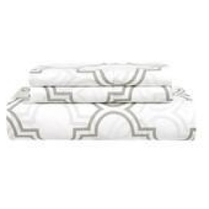 Lane Linen Queen Trellis Quilt Cover Set Grey